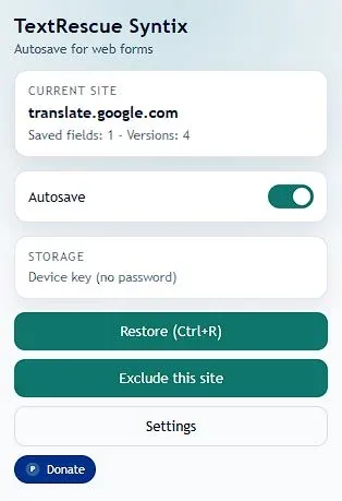 TextRescue Syntix – Chrome Extension for Autosave & Text Recovery screenshot 2