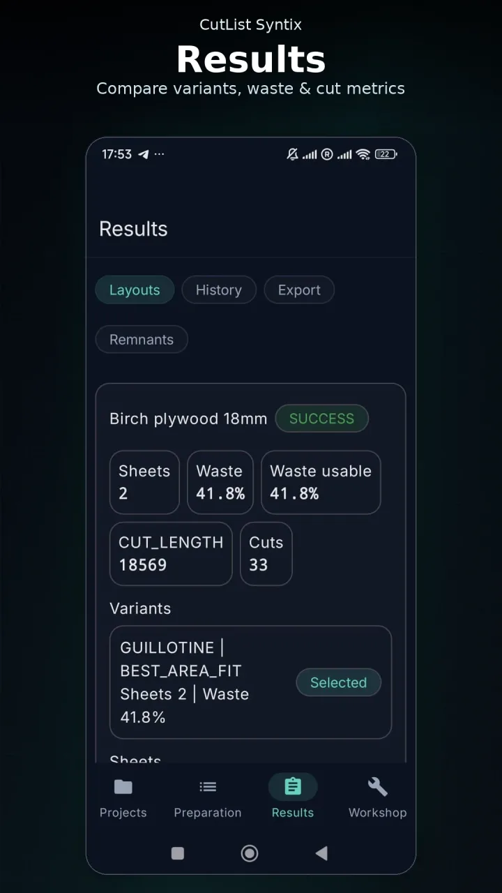 CutList Syntix - Offline Cut List Optimizer for Sheet Materials screenshot 6